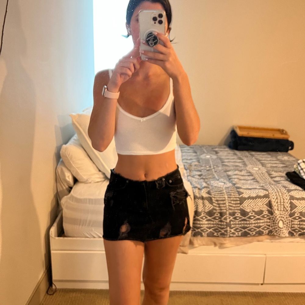 LF Carmar black jean skirt